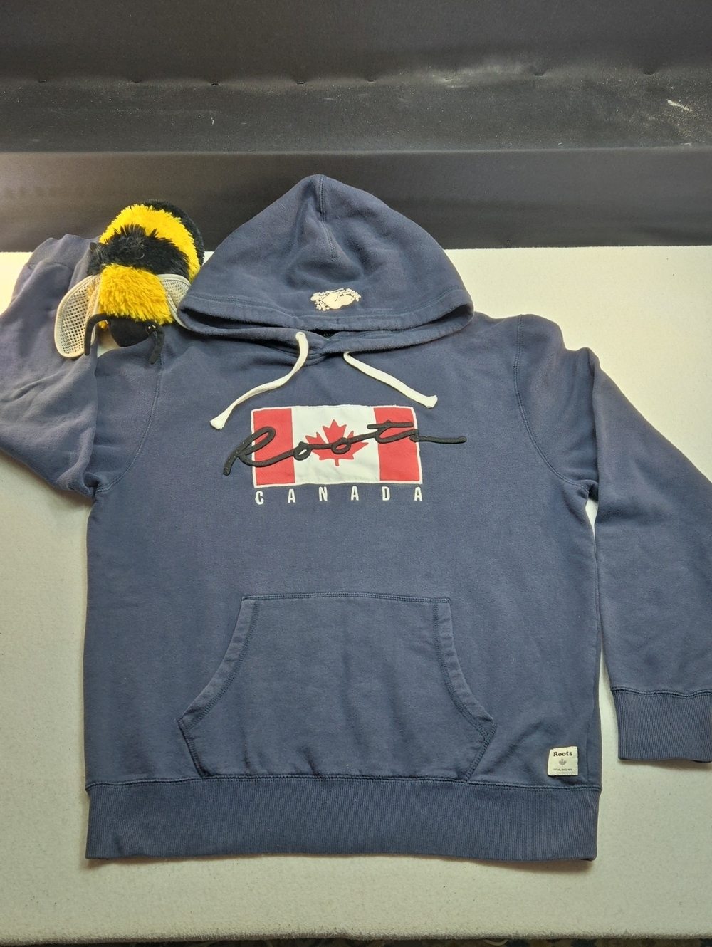 Roots Navy Hoodie with Canada Flag Graphic